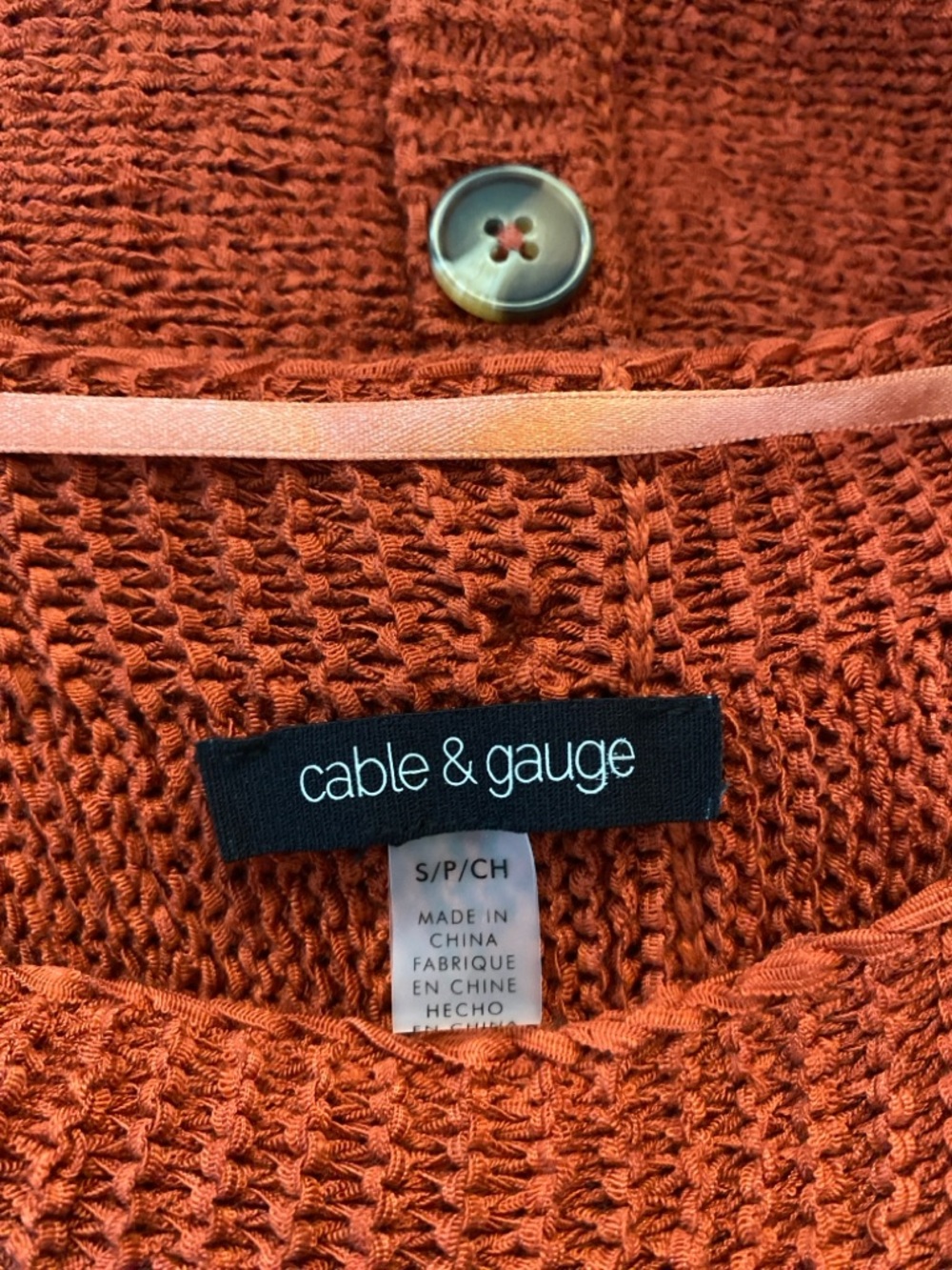 Cable & Gauge Burnt Orange Knit Top, Size S - Picture 3 of 7